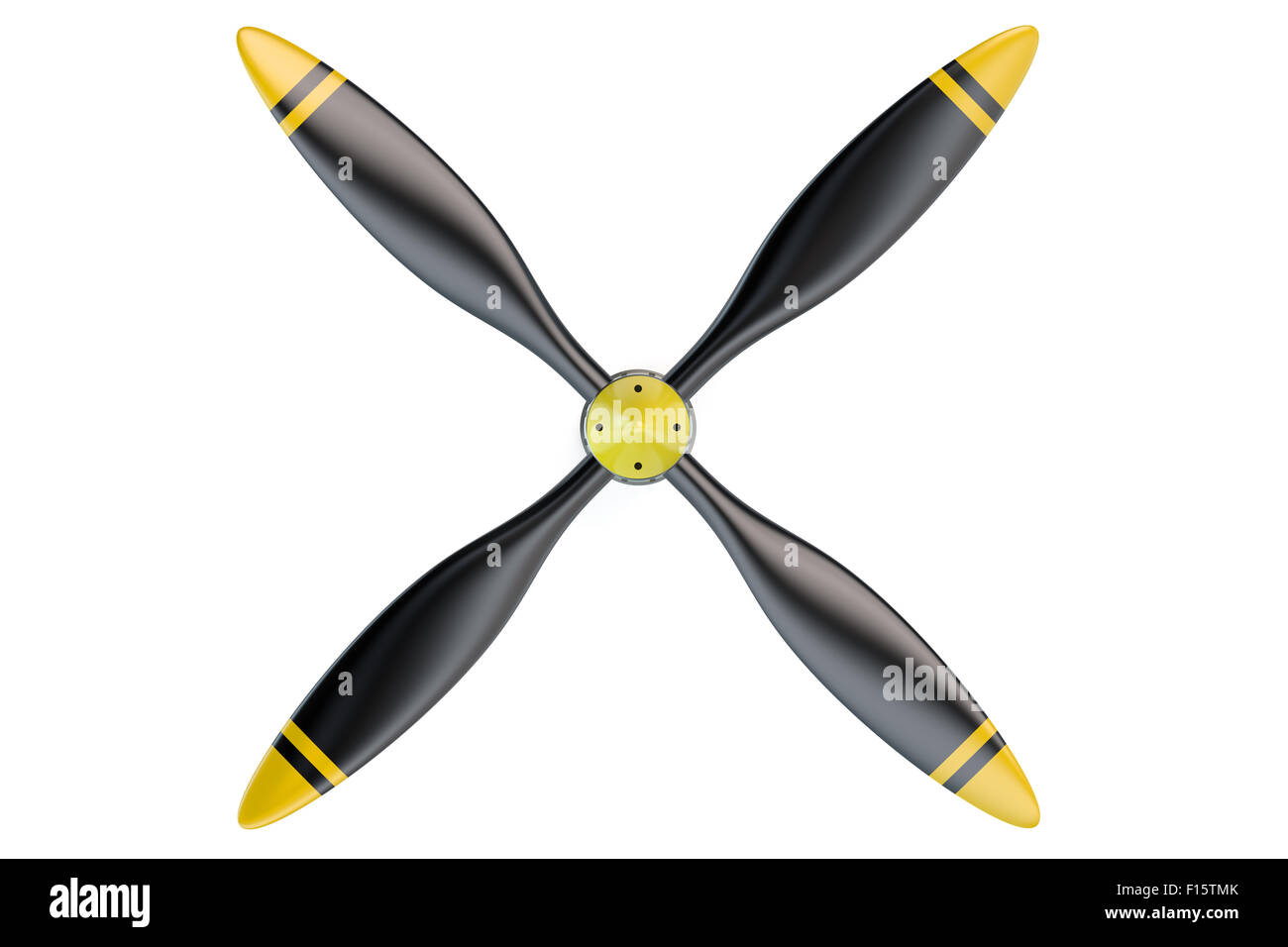 Airplane propeller with 4 blades isolated on white background Stock