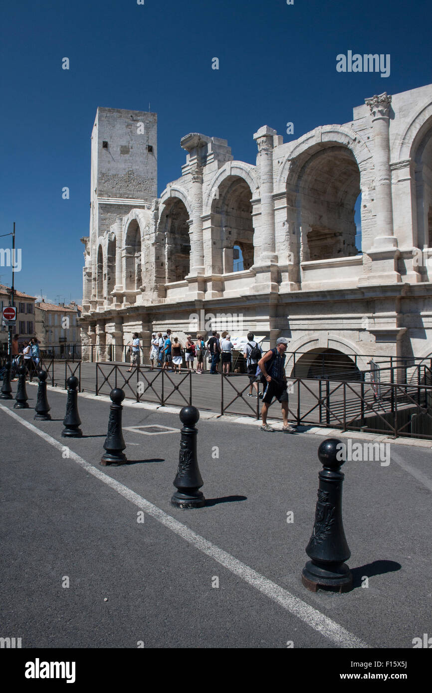 old Roman amphitheatre in Arles from Roman times Stock Photo