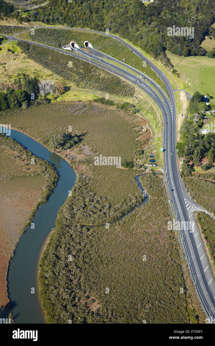 State Highway One at Johnstone's Hill Tunnels, and Puhoi River, North