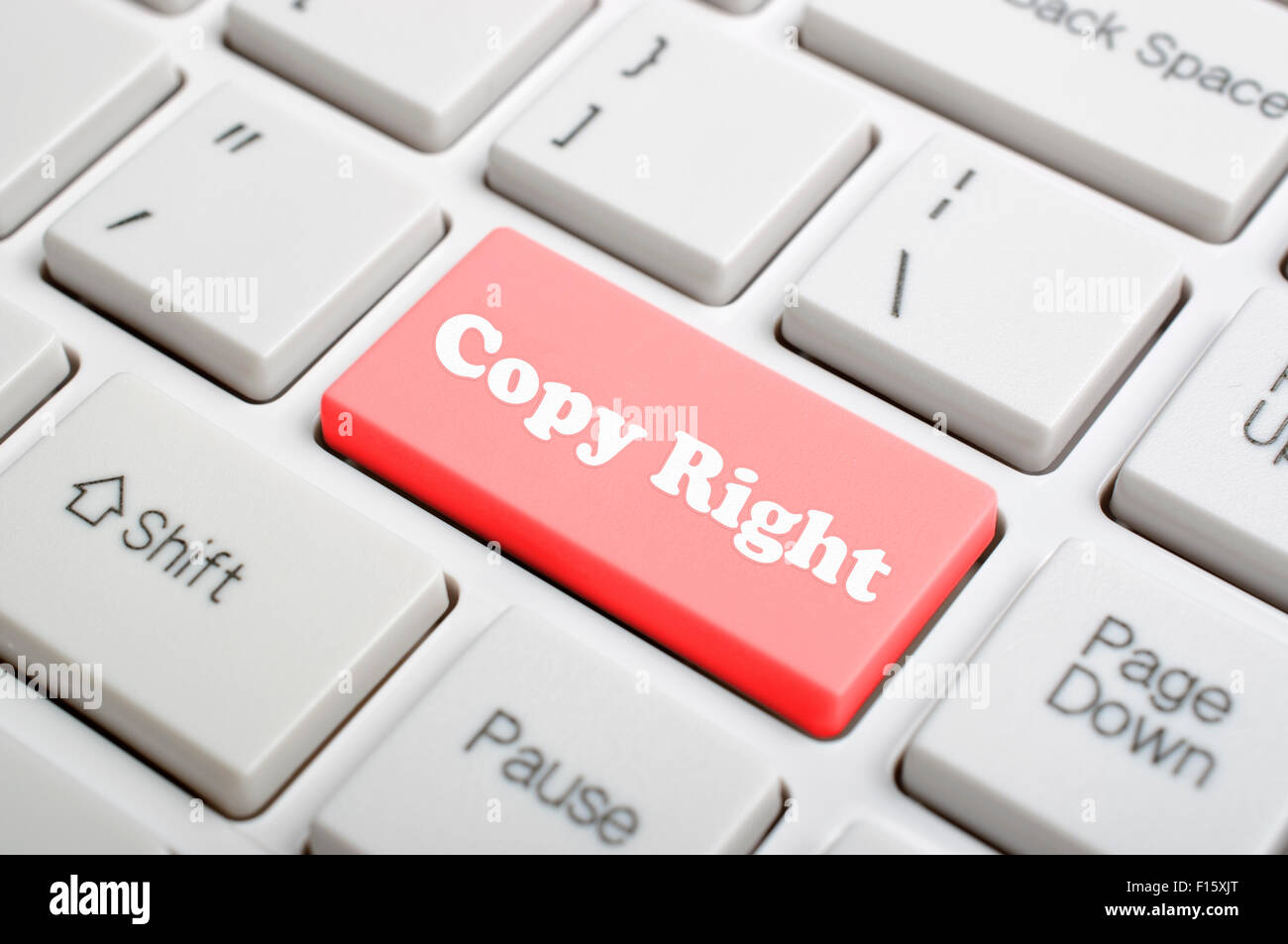 Red copy right key on keyboard Stock Photo