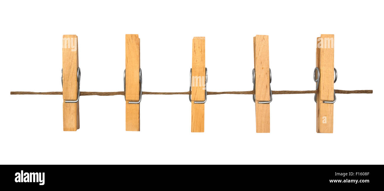 clothespins on rope Stock Photo Alamy