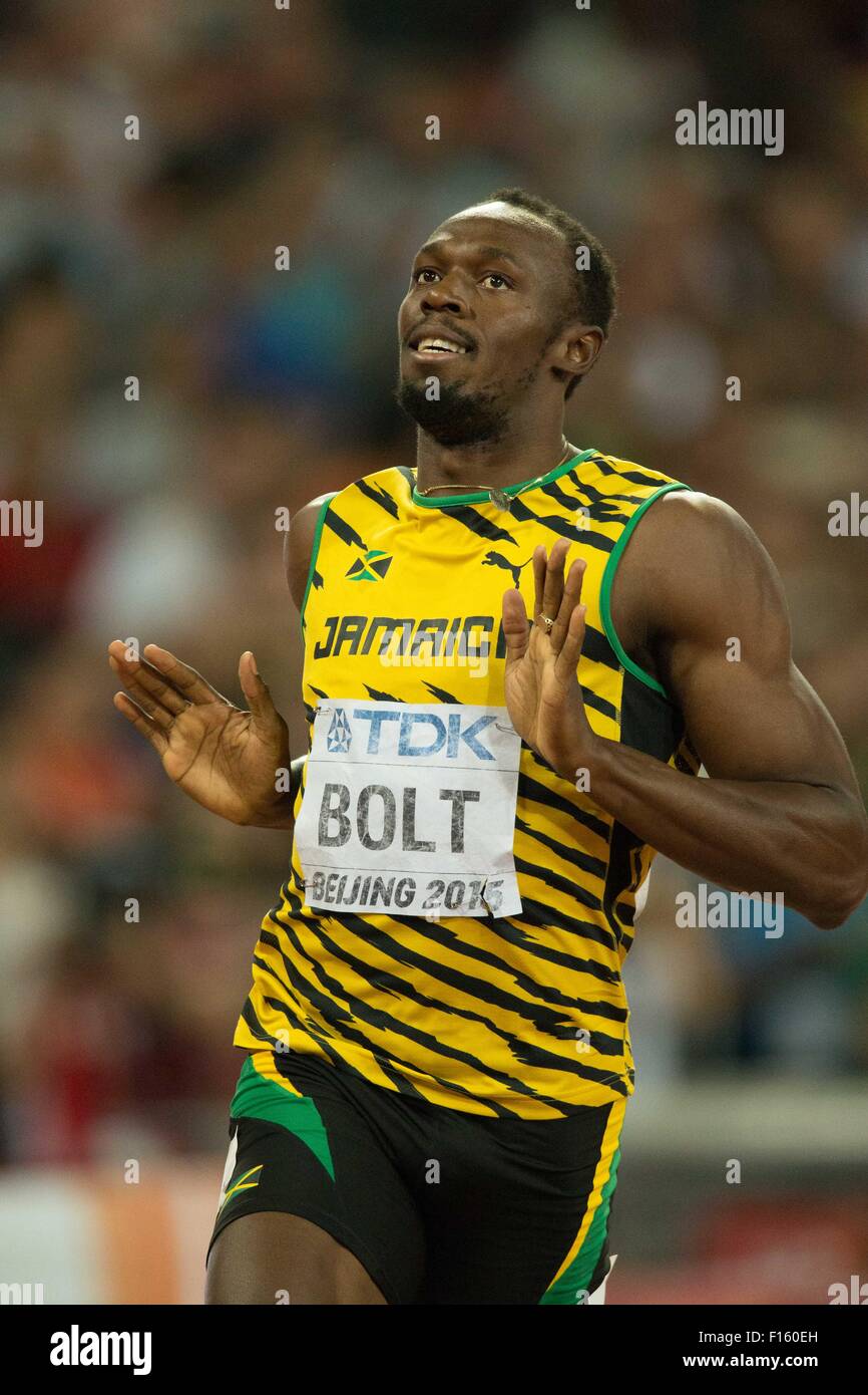 Beijing, China. 27th Aug, 2015. Usain Bolt (JAM) Athletics : 15th IAAF World Championships in Athletics Men's 200m Final at Beijing National Stadium in Beijing, China . Credit:  Takashi Okui/AFLO/Alamy Live News Stock Photo