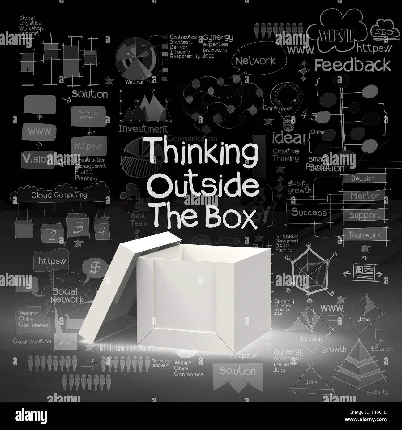 think outside the box as creative and leadership concept Stock Photo ...