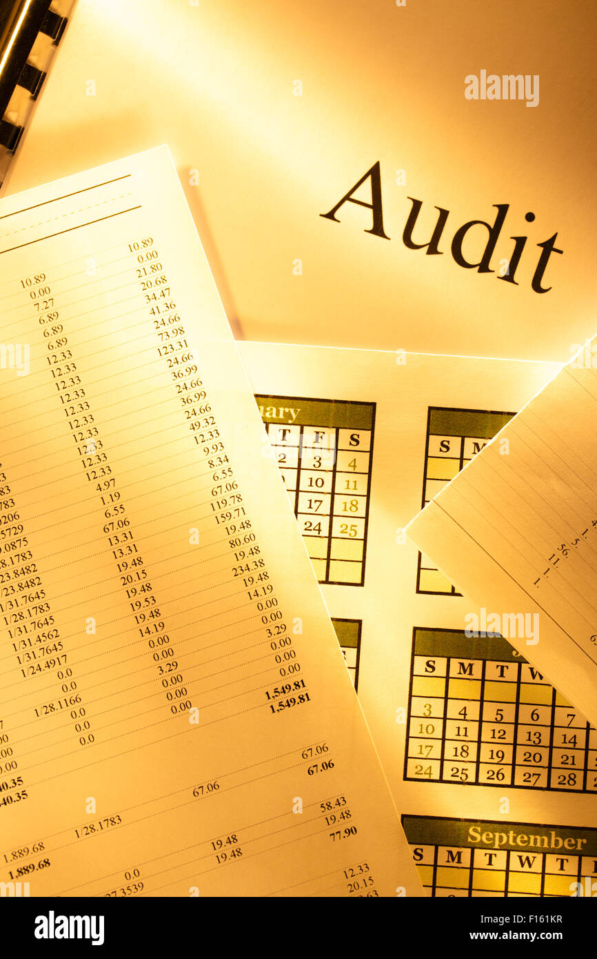 Annual budget, calendar and audit in toning Stock Photo - Alamy
