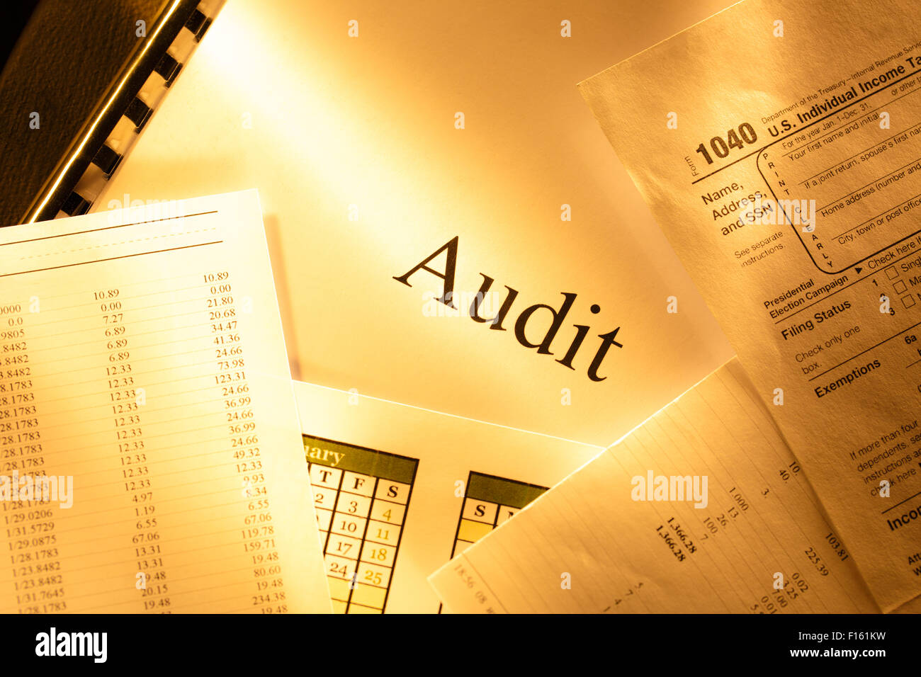 Annual budget, calendar and audit in toning Stock Photo - Alamy