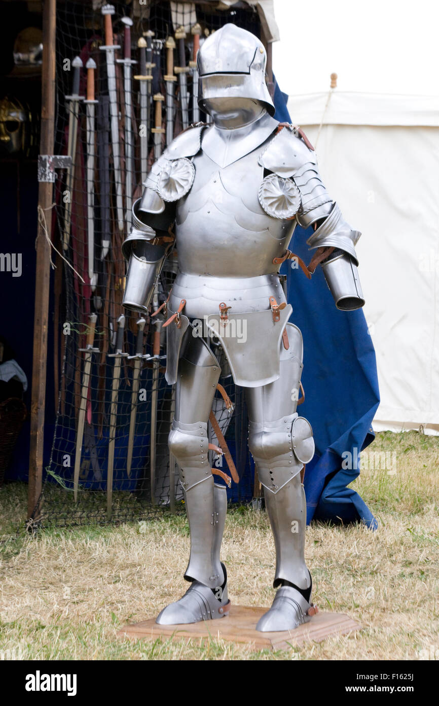 Suits of Amour display at Tewkesbury medieval festival Stock Photo