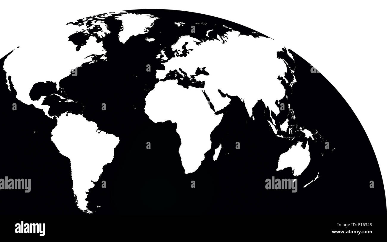 contoured map world, on white background,  back-and-white  illustration Stock Photo