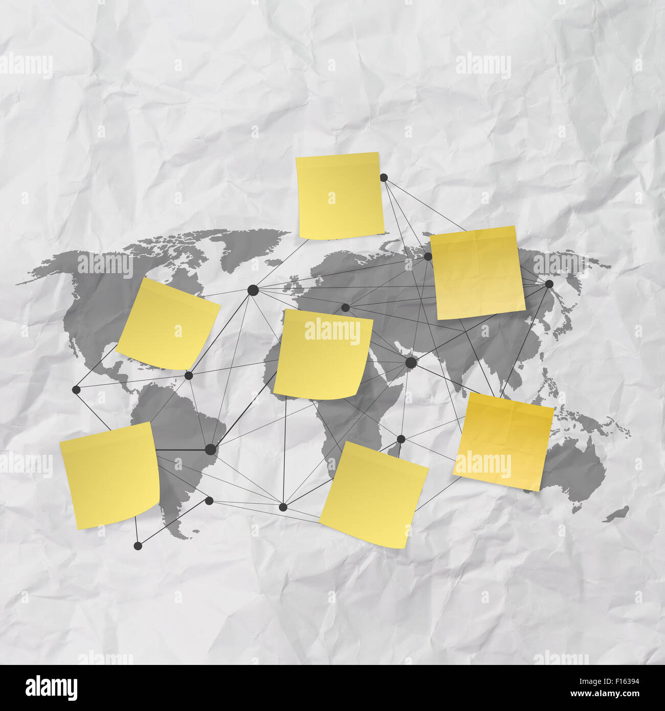sticky note social network icon on crumpled paper background as concept ...