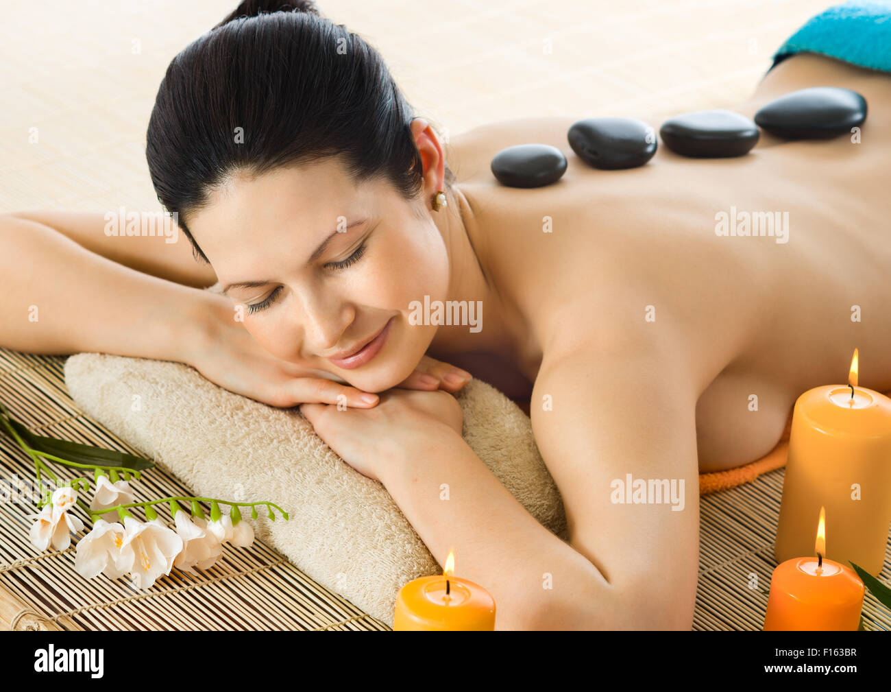the very  pretty  young woman on spa treatment , horizontal  portrait Stock Photo
