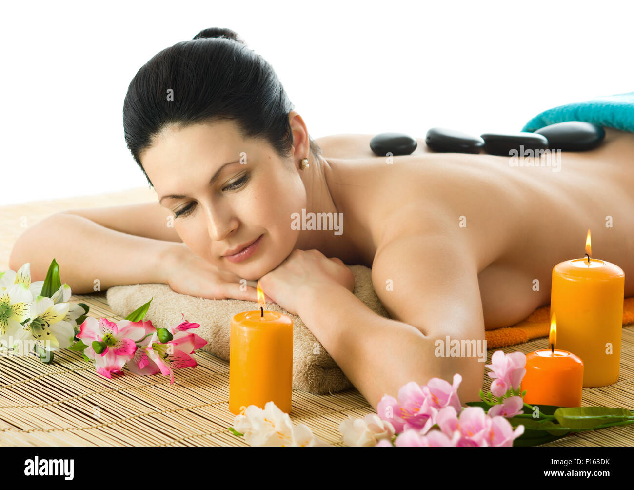 the very  pretty  young woman on spa treatment , horizontal  portrait Stock Photo