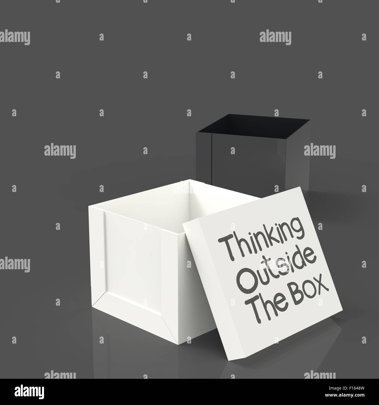 3d open blank box as thinking outside the box concept Stock Photo Alamy