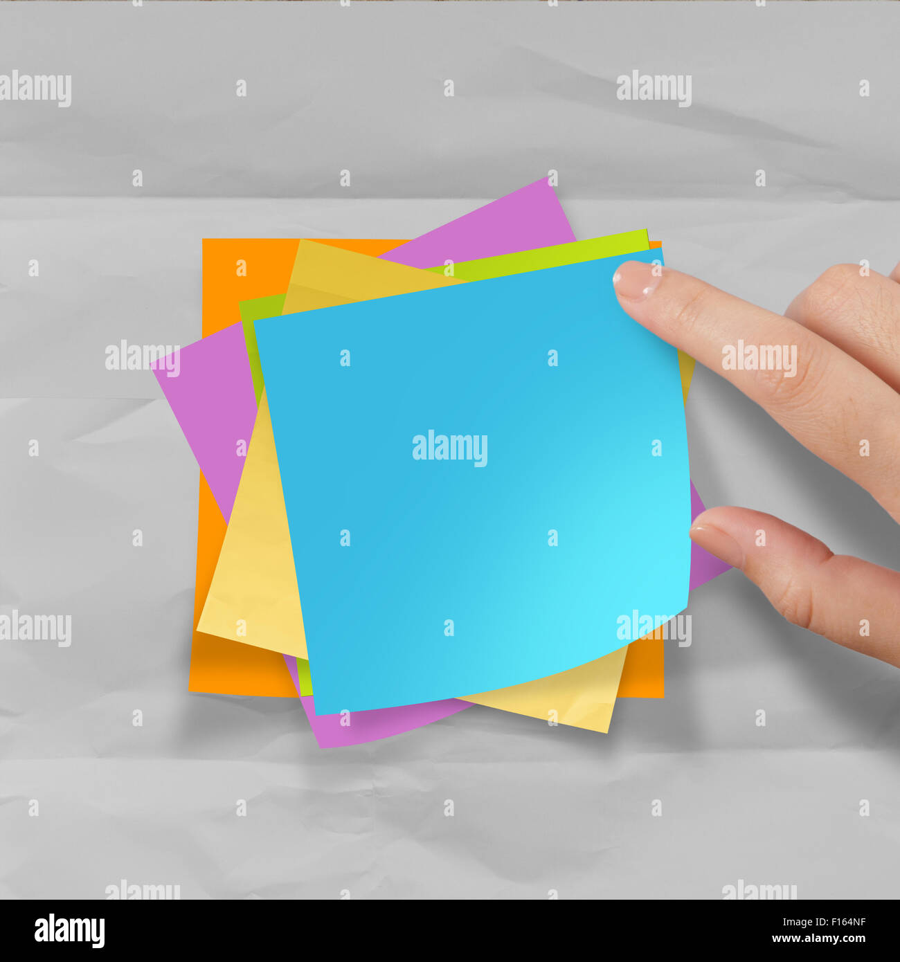 sticky notes on recycle crumpled paper background as concept Stock Photo Alamy