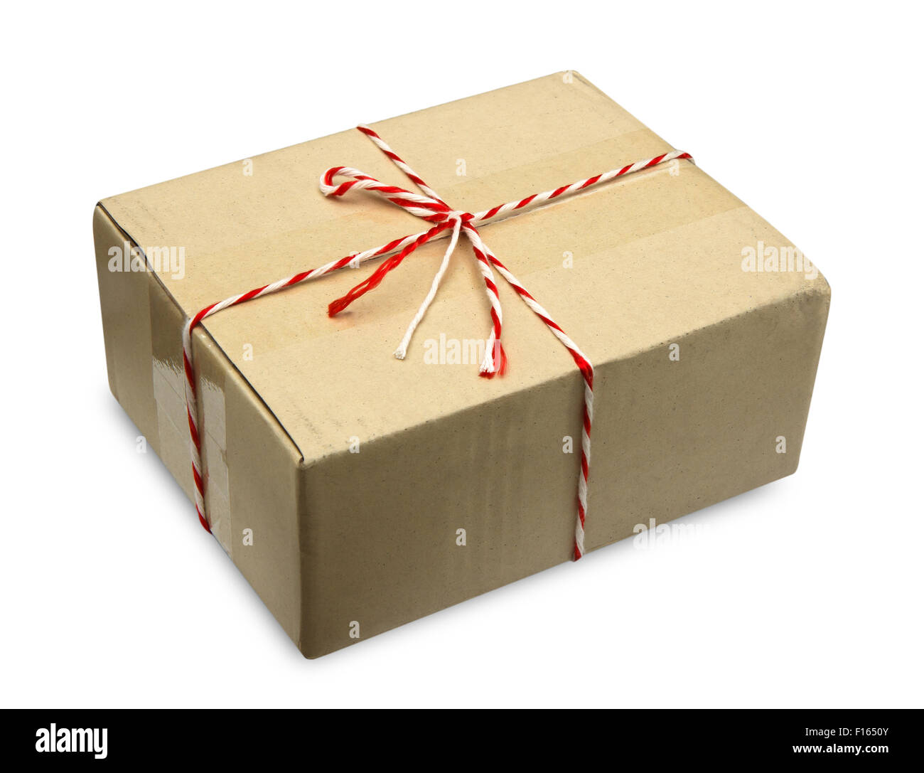 Close brown paper box on white Stock Photo