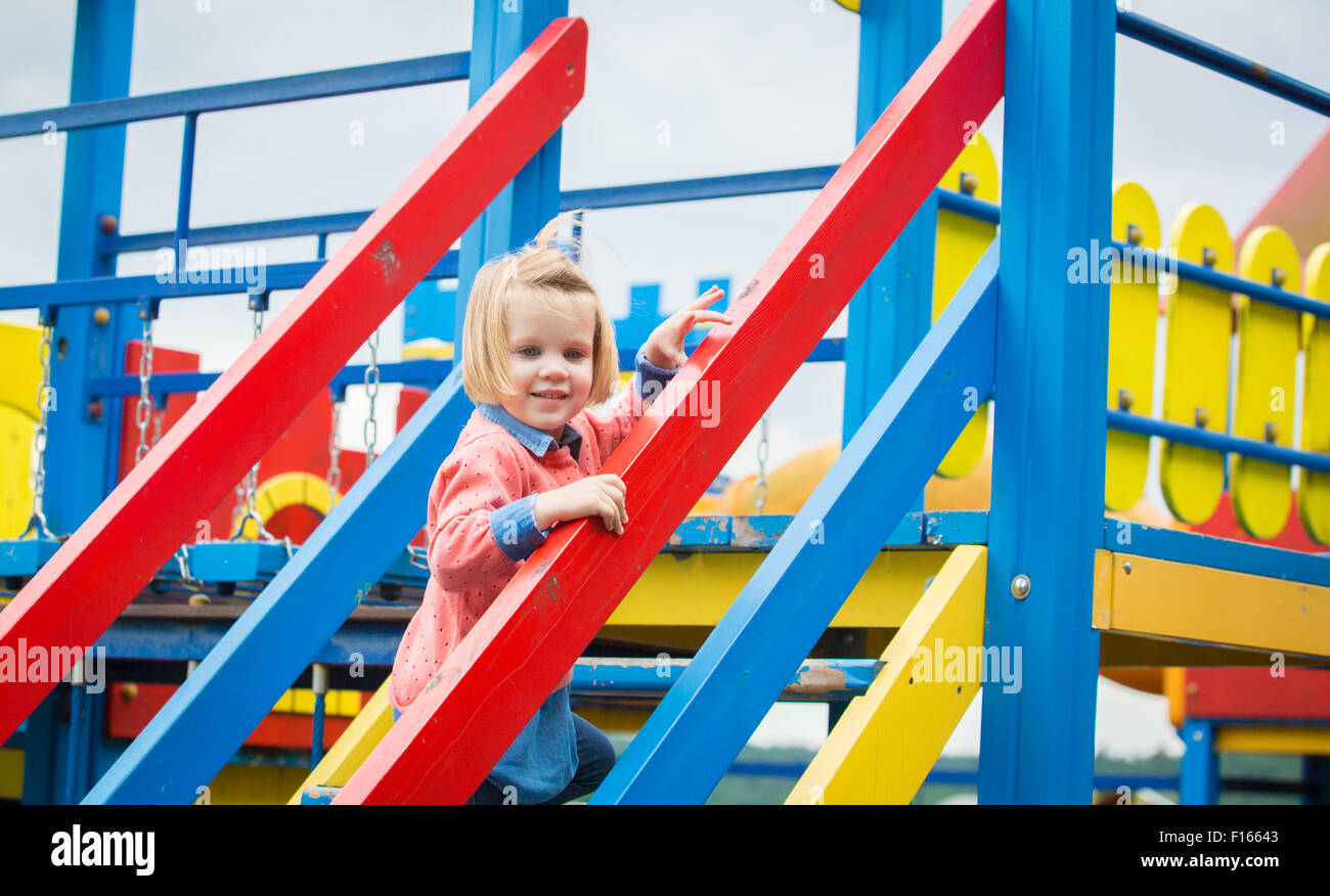 Outdoor portrait of adorable little girl playing in park Stock Photo ...