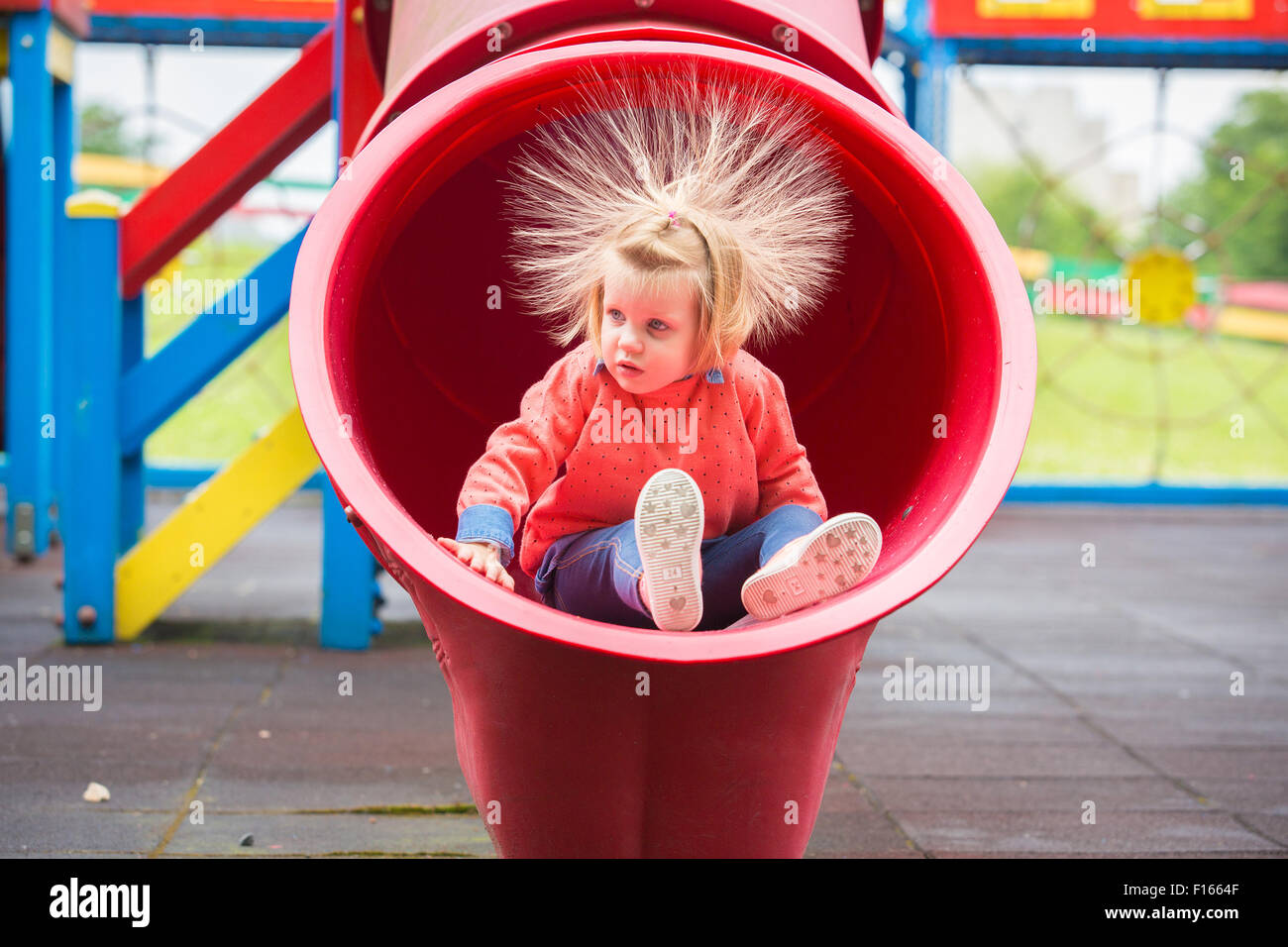 Outdoor portrait of adorable little girl playing in park Stock Photo ...