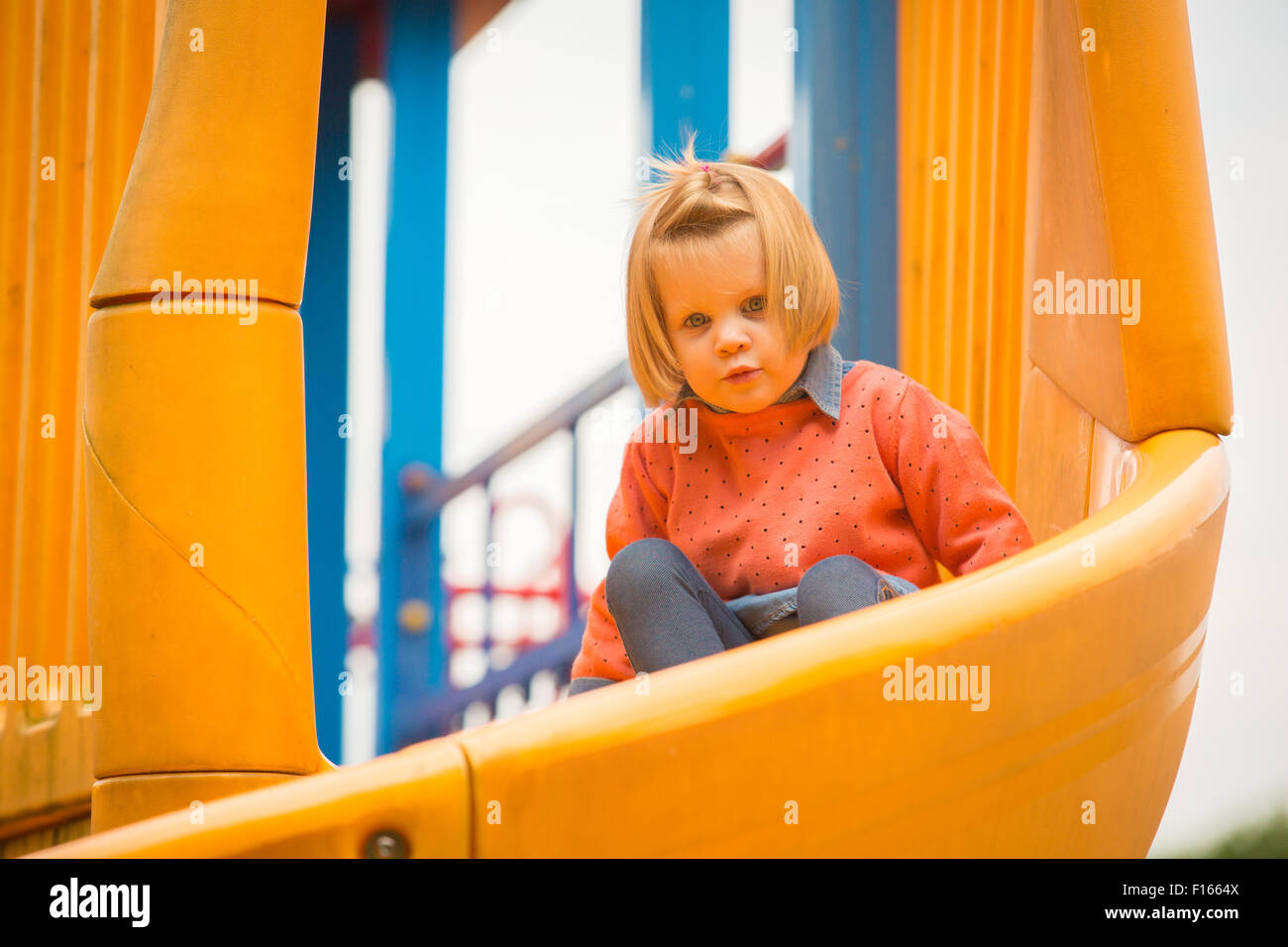 Outdoor portrait of adorable little girl playing in park Stock Photo ...