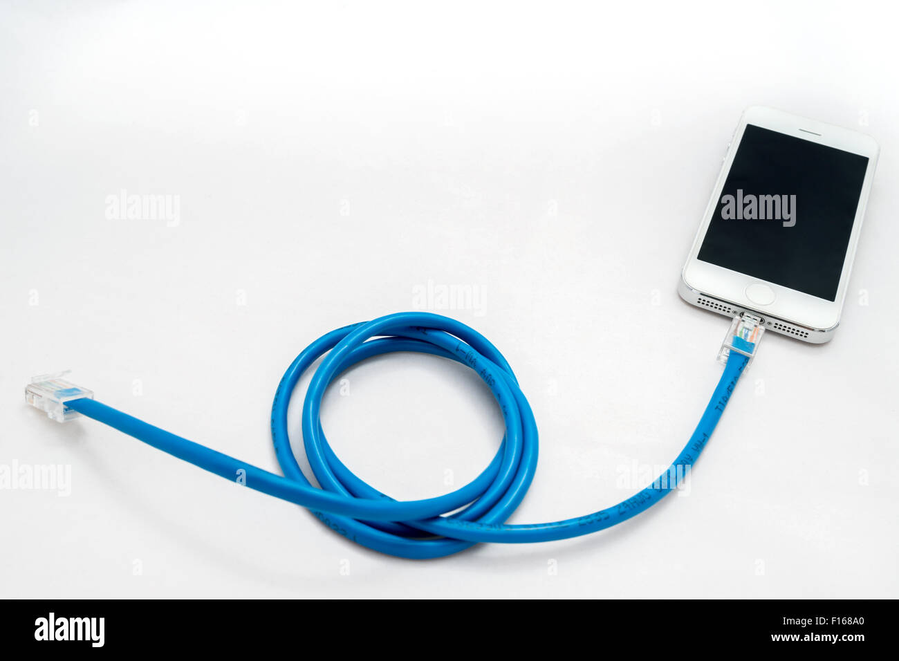 smartphone with ethernet cable Stock Photo - Alamy