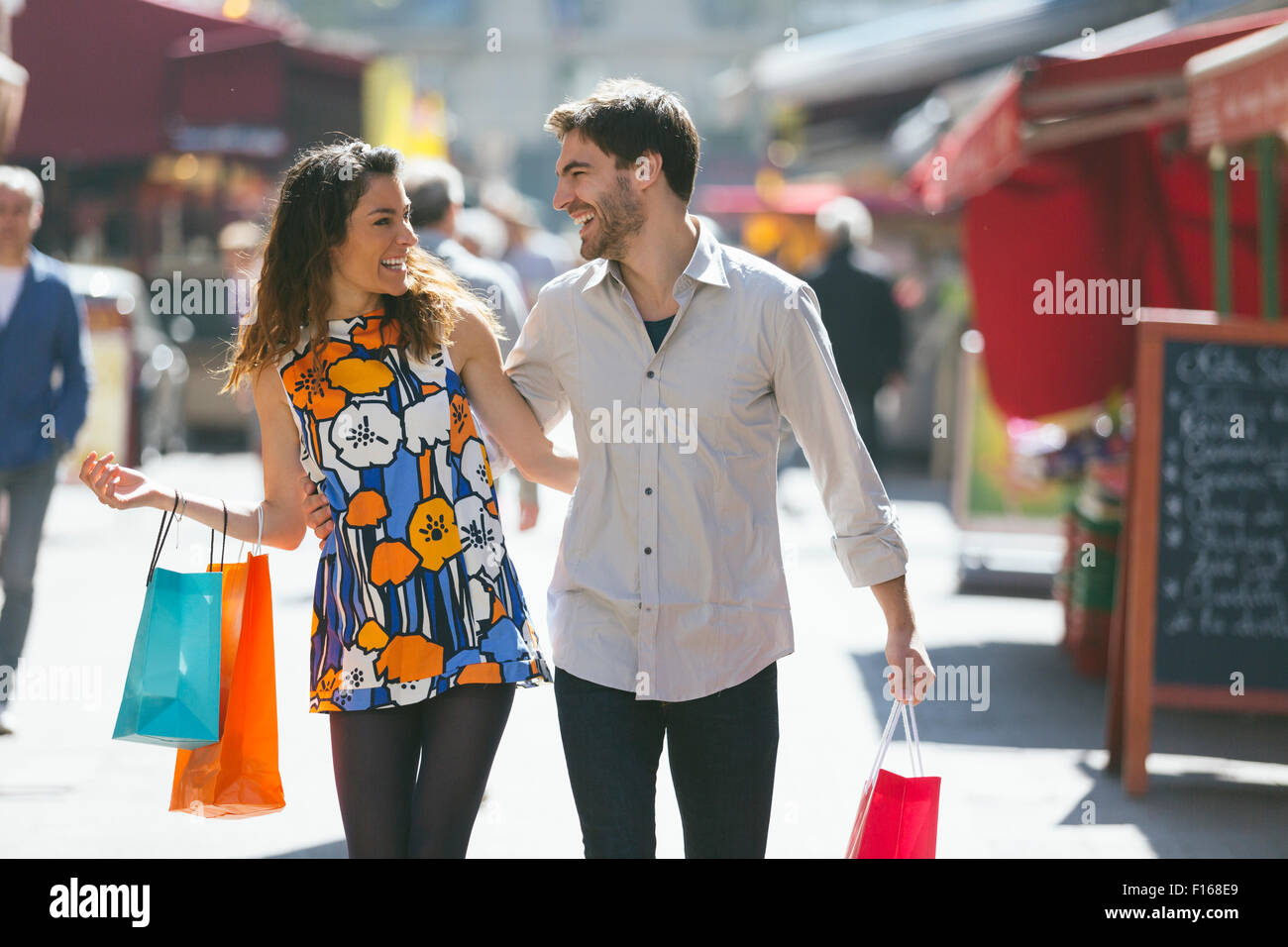 Couple shopping in Paris Stock Photo