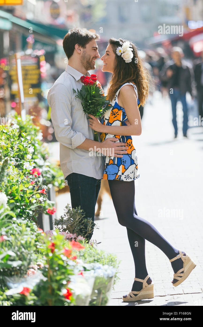 Couple dating in Paris Stock Photo