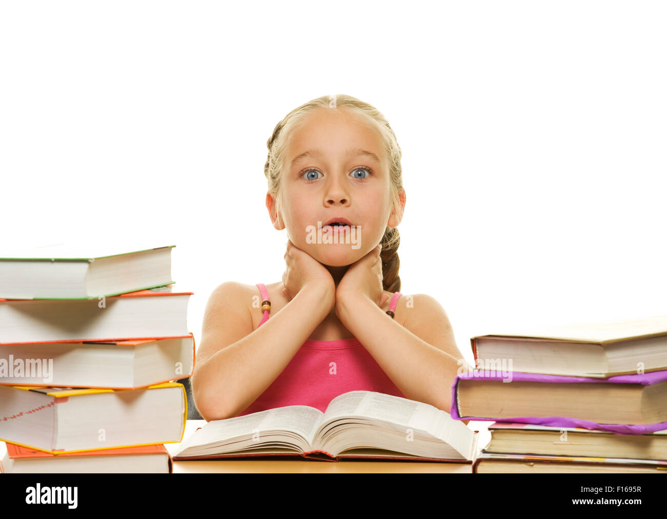 Surprised little schoolgirl Stock Photo - Alamy