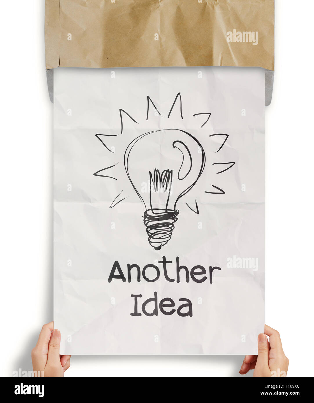 another idea light bulb with recycle envelope background as creative ...
