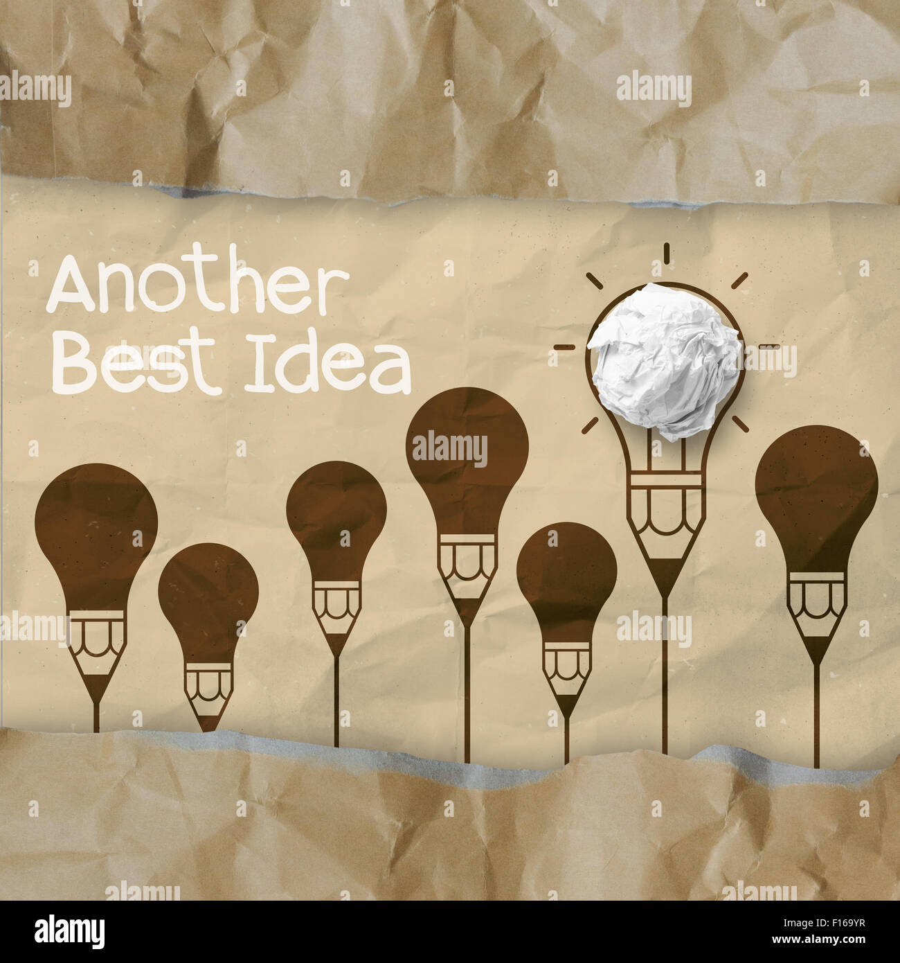 hand drawn another idea light bulb with recycle envelope background as ...