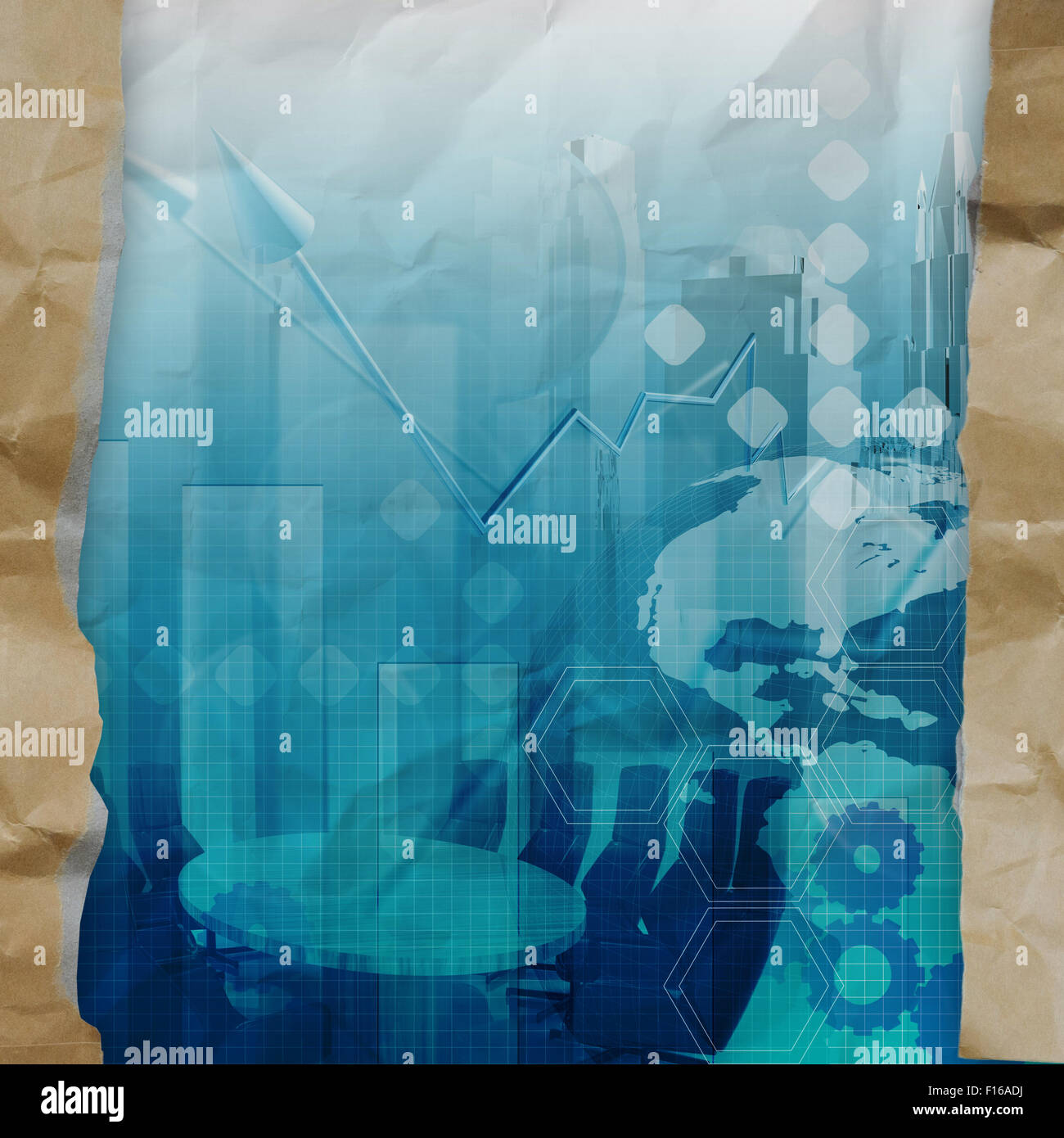 Strategy Paper Image business strategy background on crumpled paper with tear envelope as ...