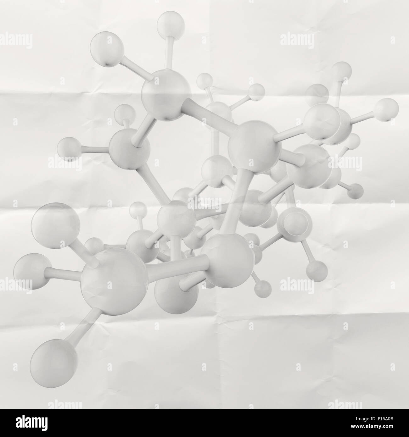 Molecule white 3d on crumpled paper background as concept Stock Photo ...