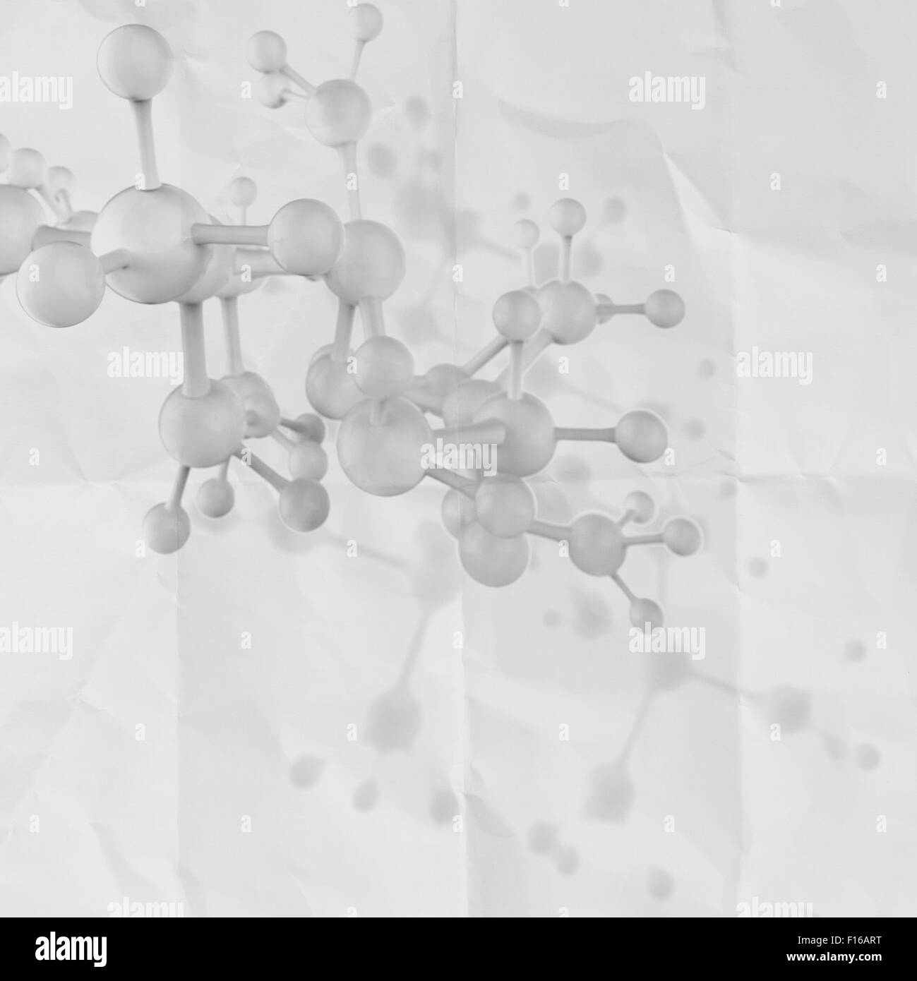 Molecule white 3d on crumpled paper background as concept Stock Photo ...