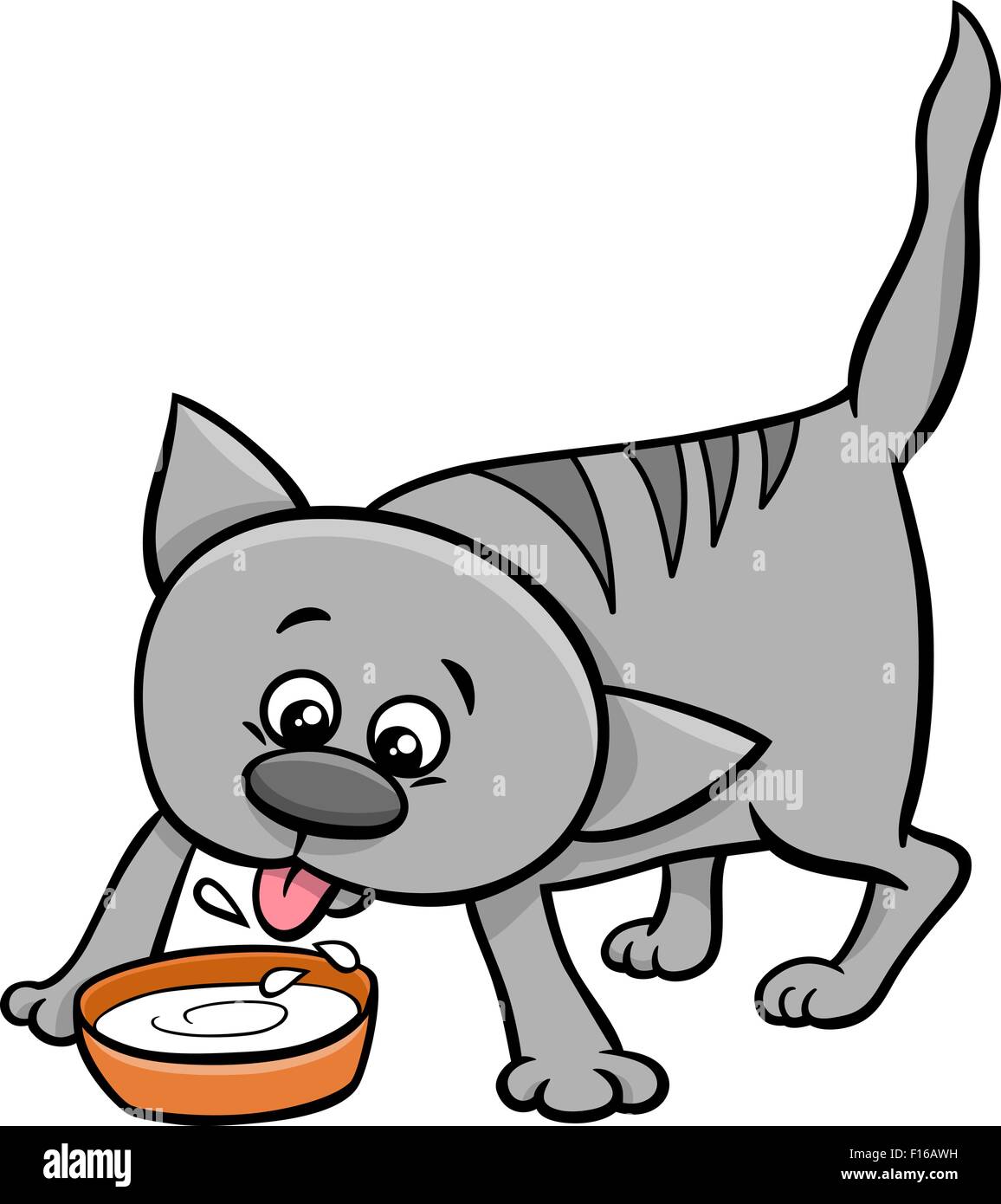 Cat drink milk cartoon illustration hires stock photography and images