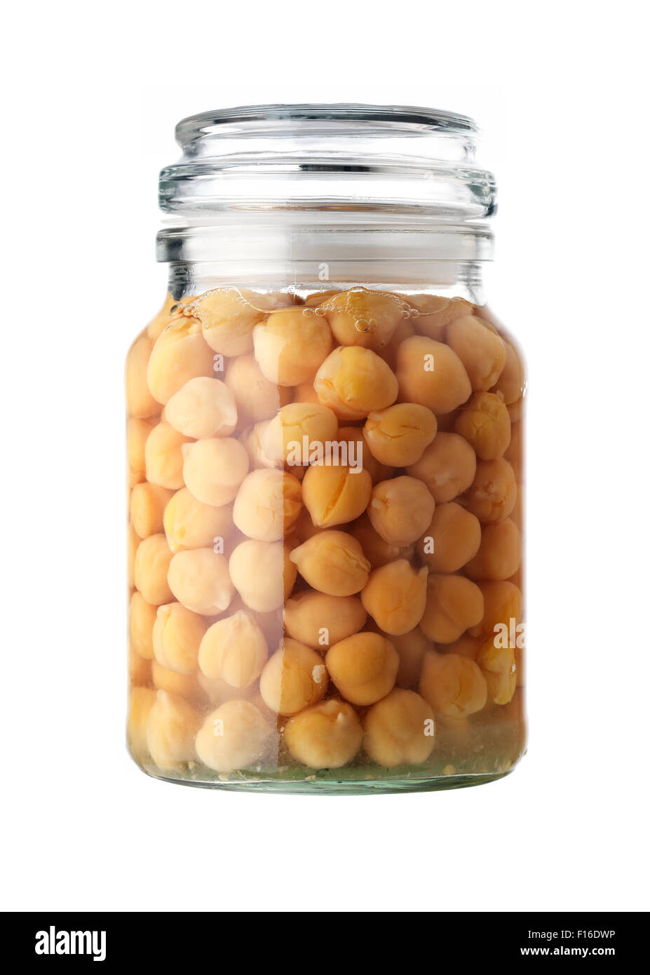 Chickpeas in glass container Stock Photo