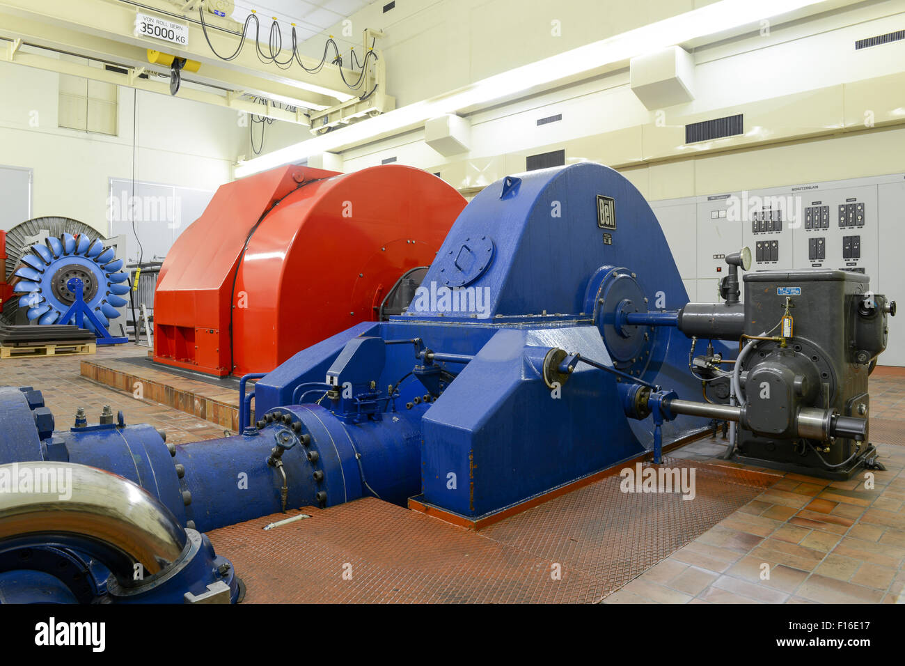 Power plant turbines for producing electricity of Engelberg on the Swiss alps Stock Photo