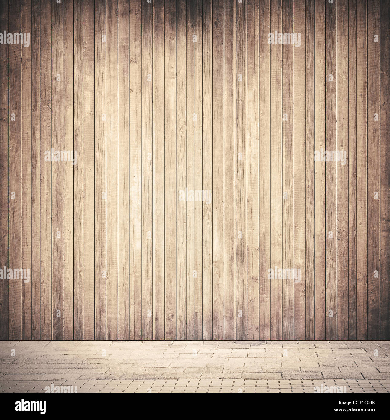 Weathered vertical brown wooden planks wall texture with walkway Stock ...