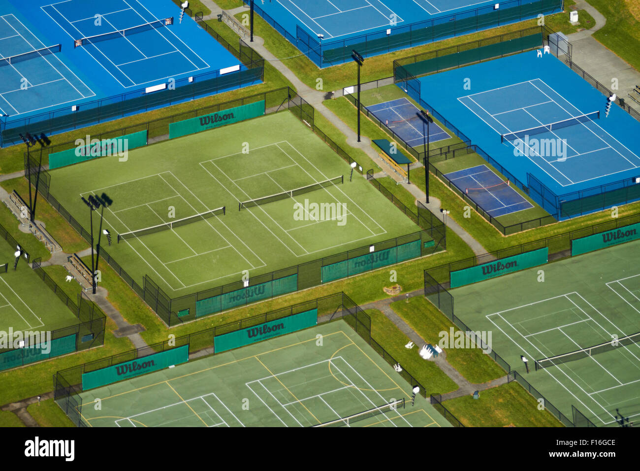 Tennis courts, Albany, Auckland, North Island, New Zealand - aerial Stock  Photo - Alamy