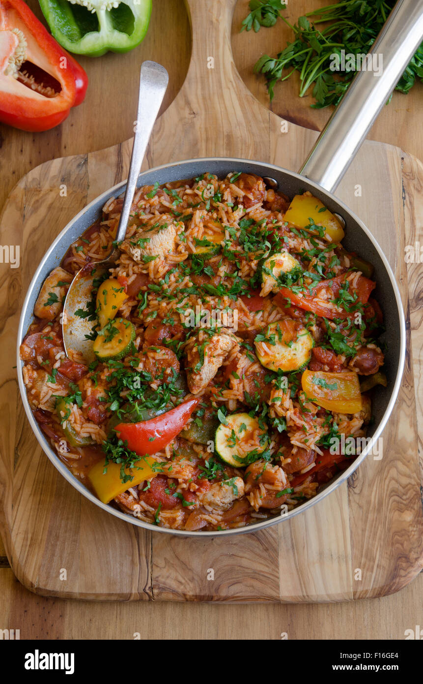 Chicken and chorizo jambalaya Stock Photo Alamy