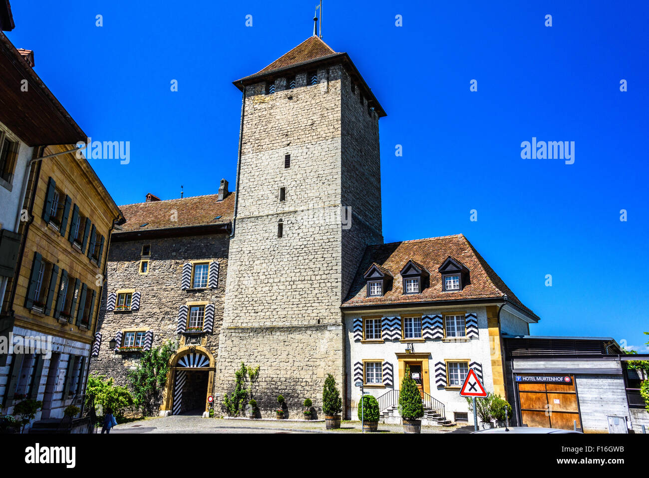 Views Around Murten On The Shores Of Murtensee Switzerland Stock Photo views-around-murten-on-the-shores-of-murtensee-switzerland-stock-photo