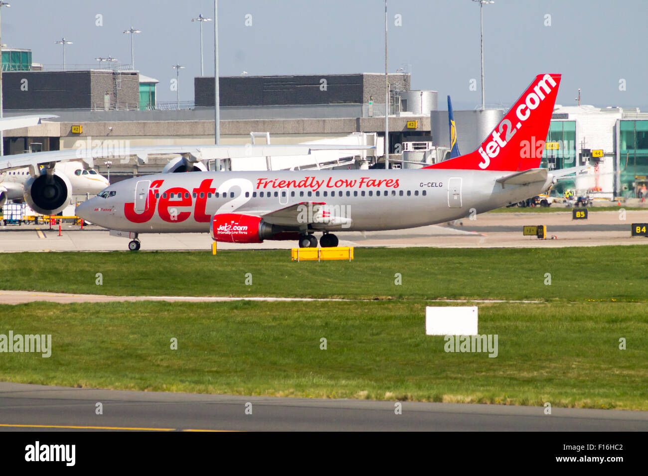 Jet2 Boeing 737 taxiing on Manchester International Aiport taxiway