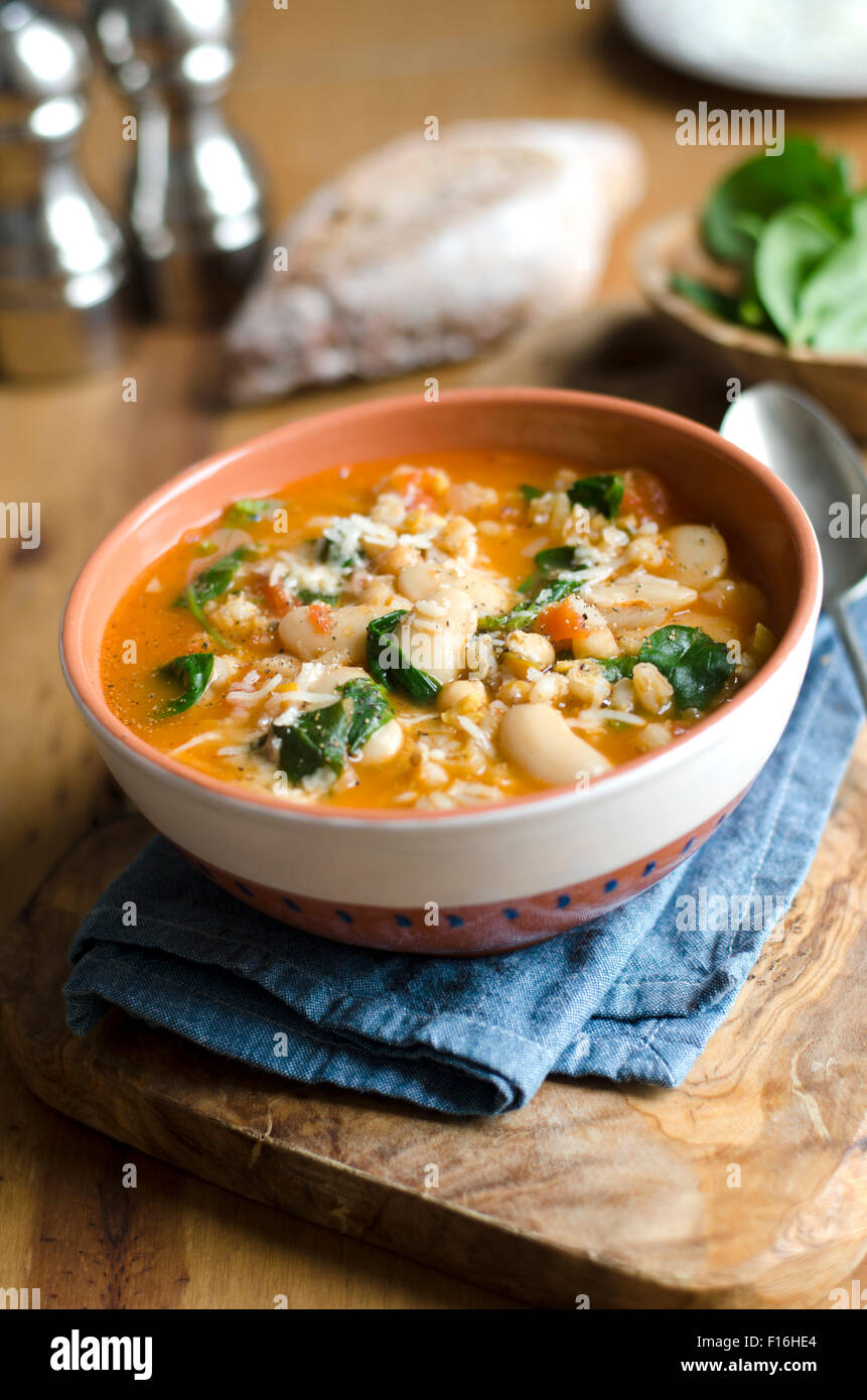 Bean and barley soup Stock Photo Alamy