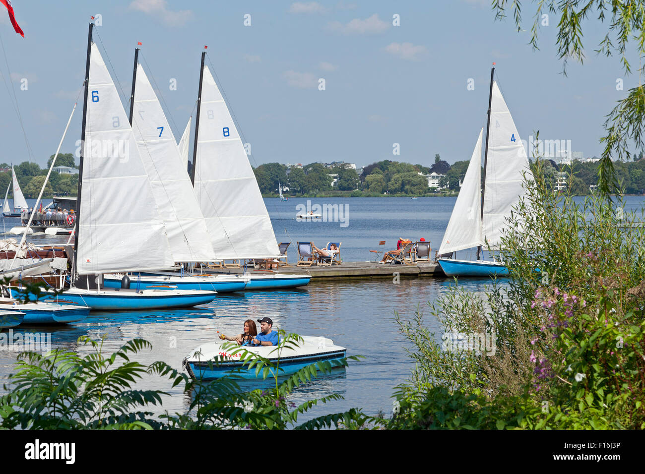 sailing boats, Outer Alster, Hamburg, Germany Stock Photo