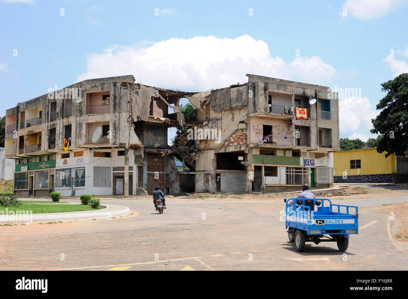 Africa ANGOLA Quibala, destroyed buildings from civil war between MPLA ...