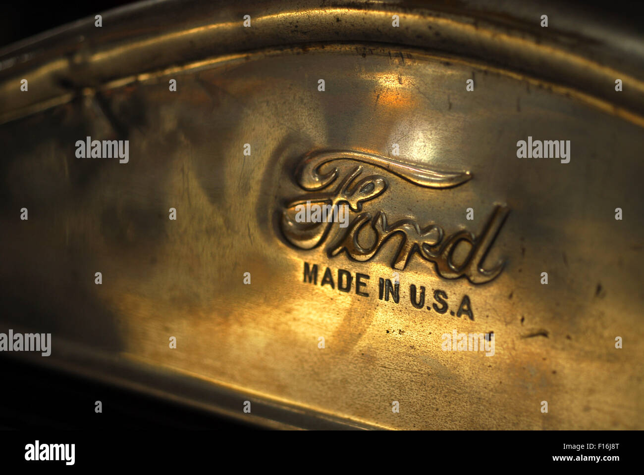 Brass Ford car badge Stock Photo