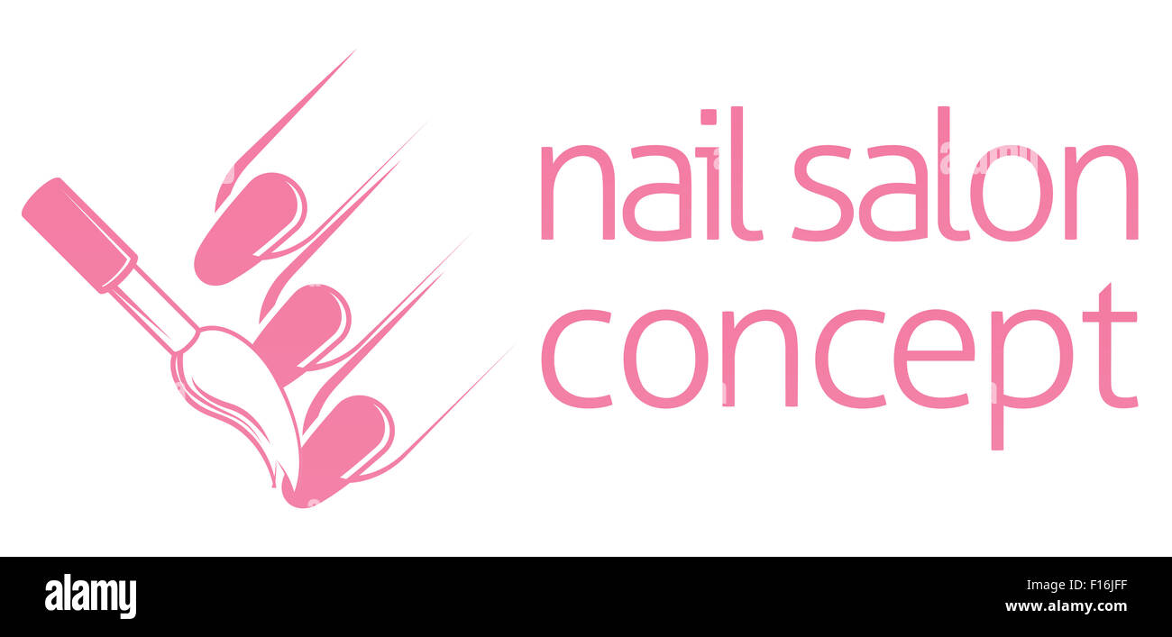 Nail bar technician, nail or salon manicurist concept of a nail being painted with a brush Stock Photo