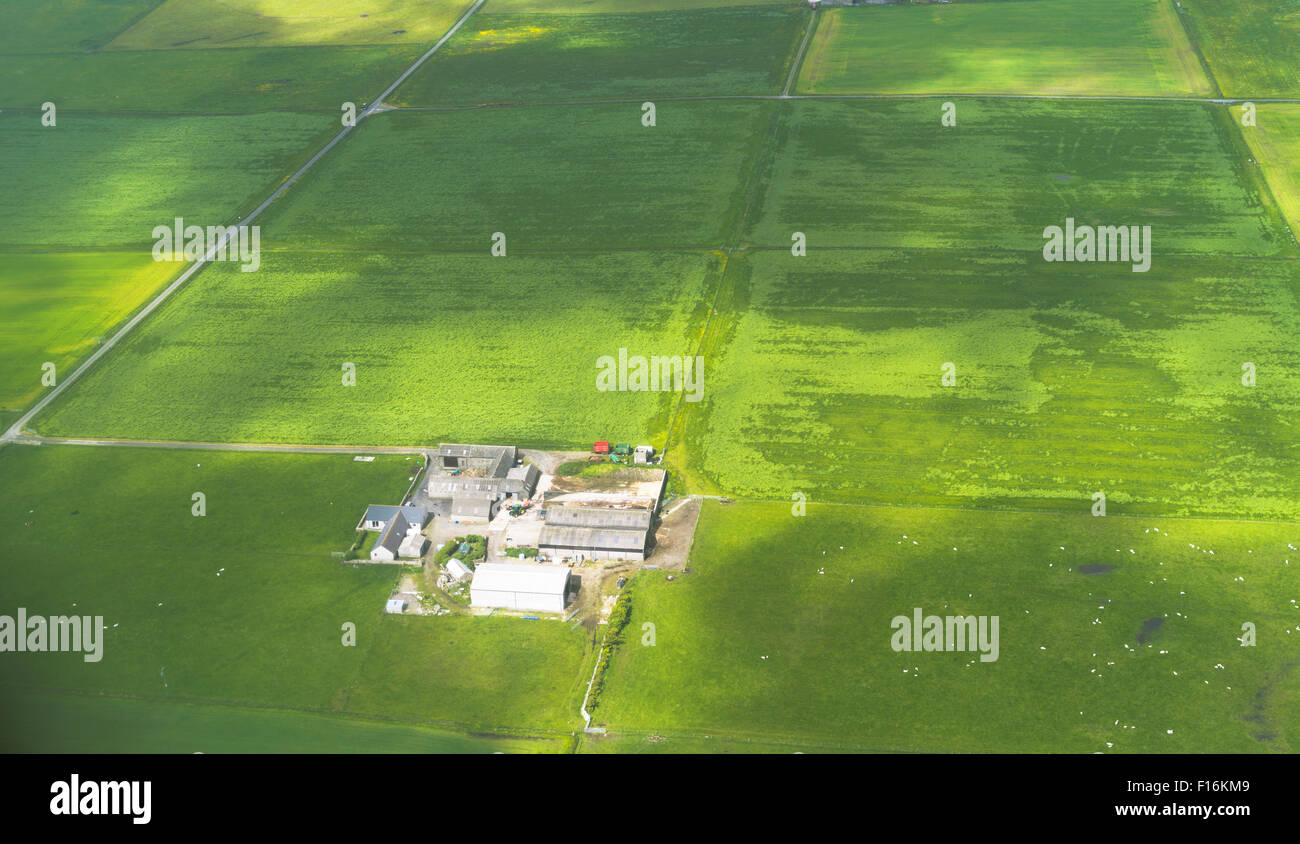 dh FARMING ORKNEY Farmhouse and green fields farm land uk isolated