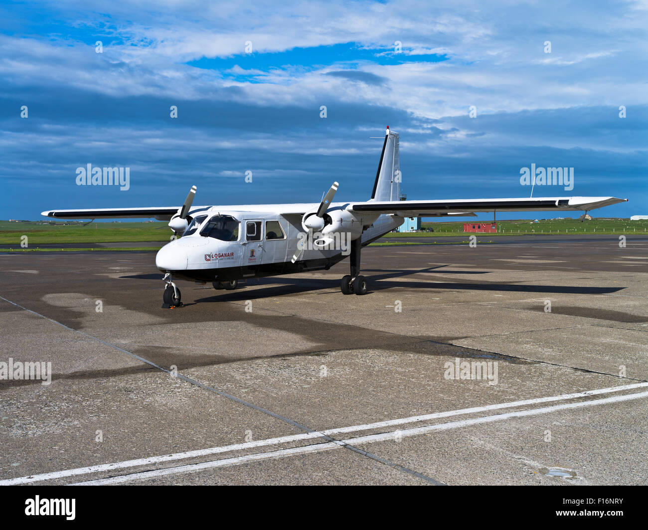 dh Loganair Islander AIRPLANE UK Bn2b-26 islander orkney scotland small plane britten norman bn2 regional airlines an aeroplane on the ground Stock Photo