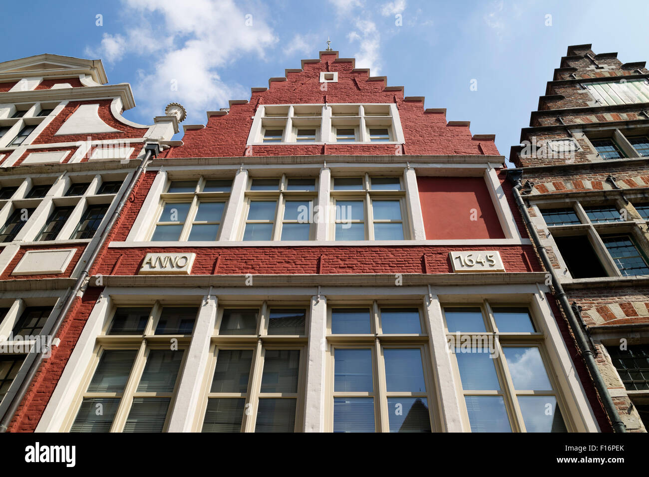 Stepped gable built in 1645 in Ghend, Belgium Stock Photo