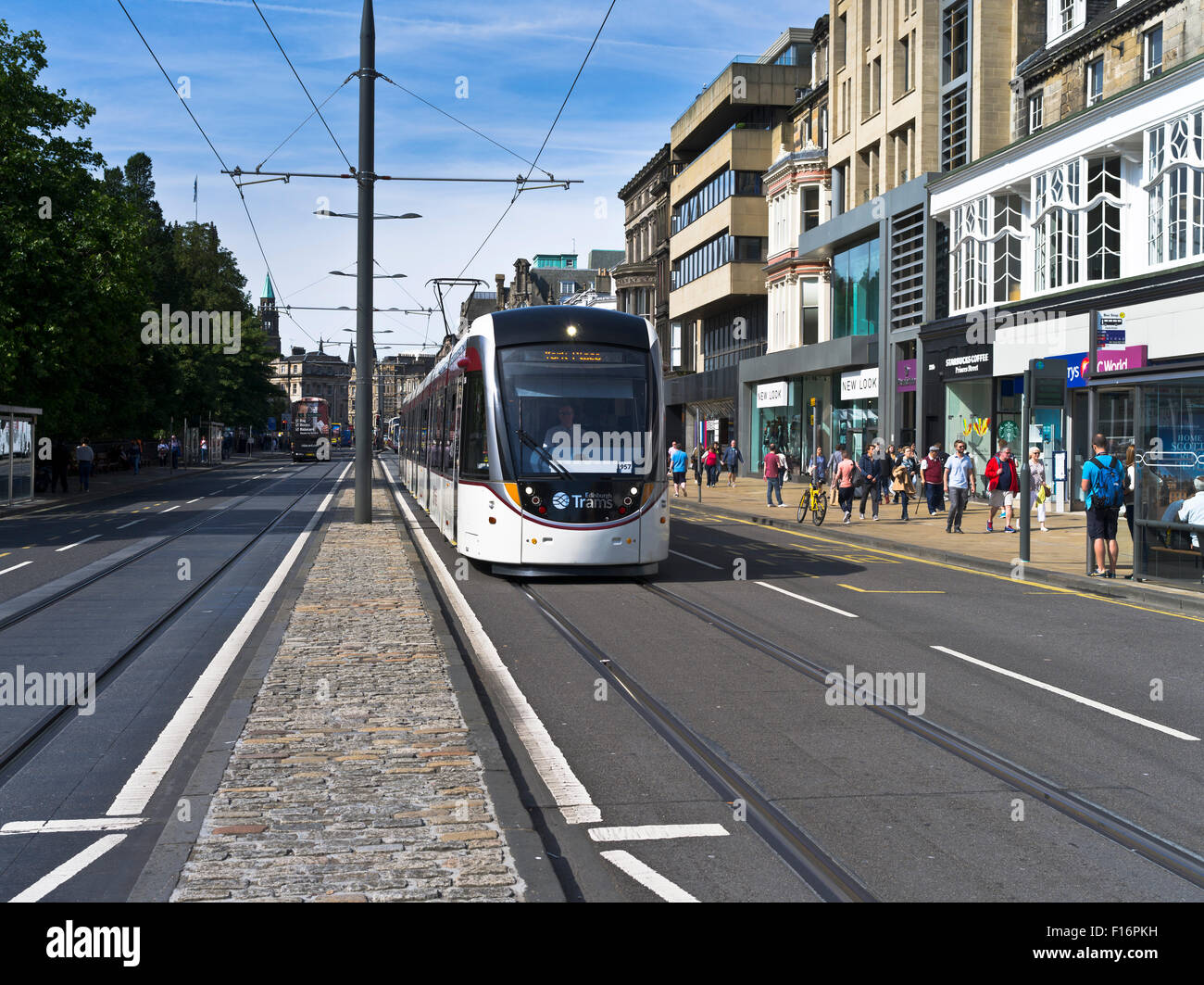 dh PRINCES STREET EDINBURGH Scotland modern tram cars uk trams
