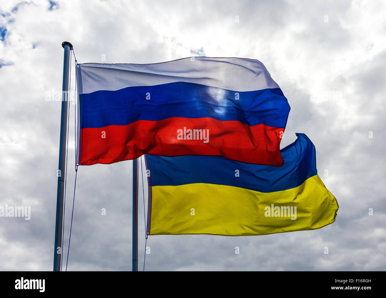 Berlin, Germany, flag of the Russian Federation and Ukraine Stock Photo