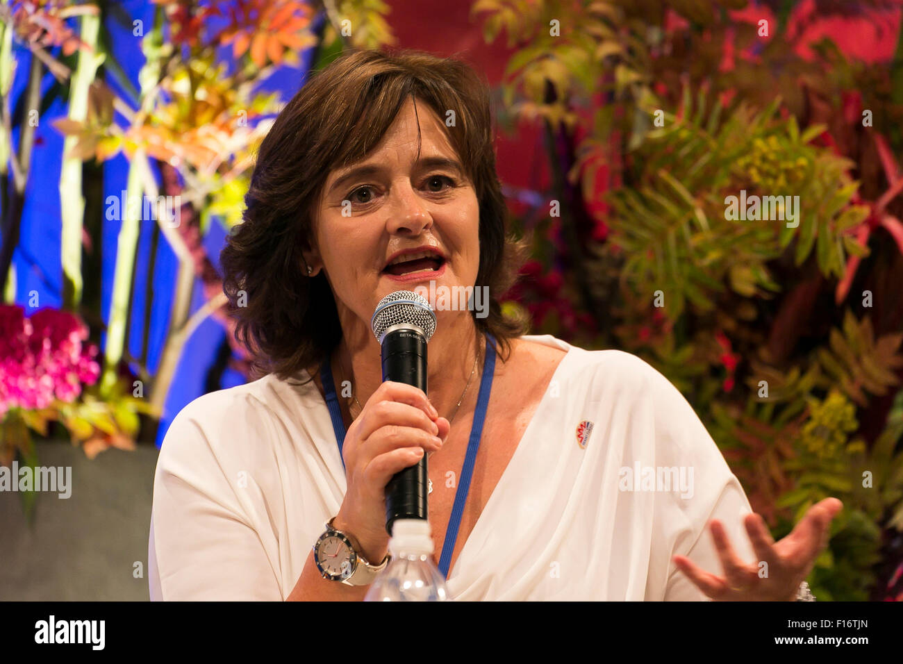 Cherie Blair wife of former British Prime Minister Tony Blair and Founder of Cherie Blair Foundation for Women speaks during The World Assembly for Women in Tokyo: WAW! 2015 on August 28, 2015, Tokyo, Japan. About 140 female leader (from 40 countries and 7 international organizations) attended the ''WAW! 2015'' to discuss the roles of women in politics, business and society. Prime Minister Abe has set a goal of increasing the representation of women in management roles to 30 percent by 2020. © Rodrigo Reyes Marin/AFLO/Alamy Live News Stock Photo