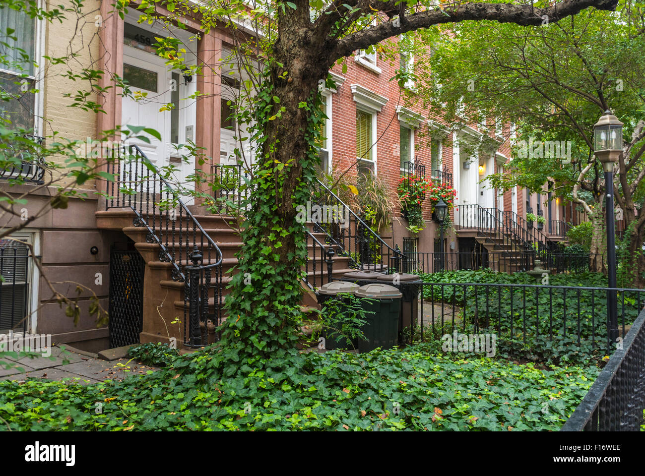 Chelsea brownstone townhouse row houses hires stock photography and