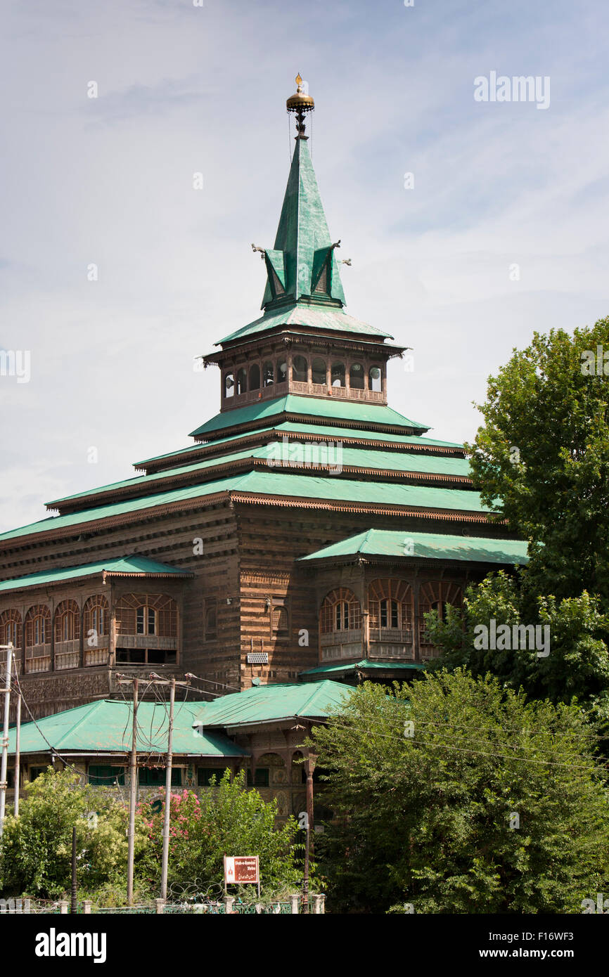 India, Jammu & Kashmir, Srinagar, historic Khanqah-i-Mu’ala, Shah Hamdan Mosque Stock Photo